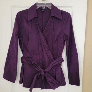 Banana Republic Dark Purple Wrap Blouse Size M